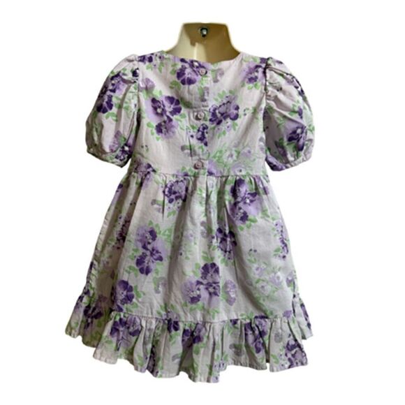 Janie & Jack Purple Floral Print Ruffle Wrap Front Dress Size 2T - Picture 5 of 9